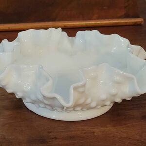 Vintage Unbranded Hobnail Milk Glass Candy Nut Dish